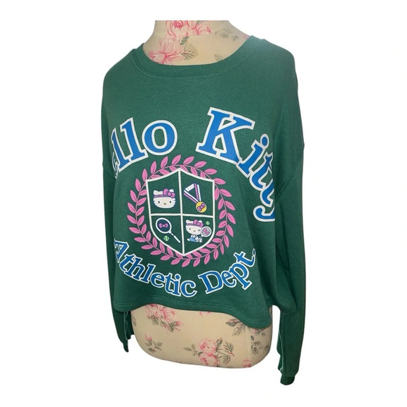 Hello Kitty Athletic Dept by Sanrio Crewneck Cropped Sweatshirt L - Picture 1 of 7
